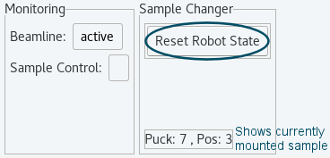 reset robot state - sample currently mounted