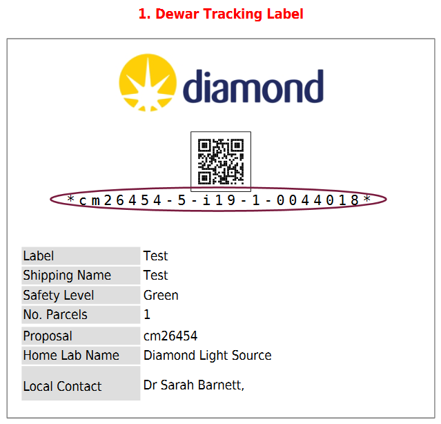 Dewar shipment label